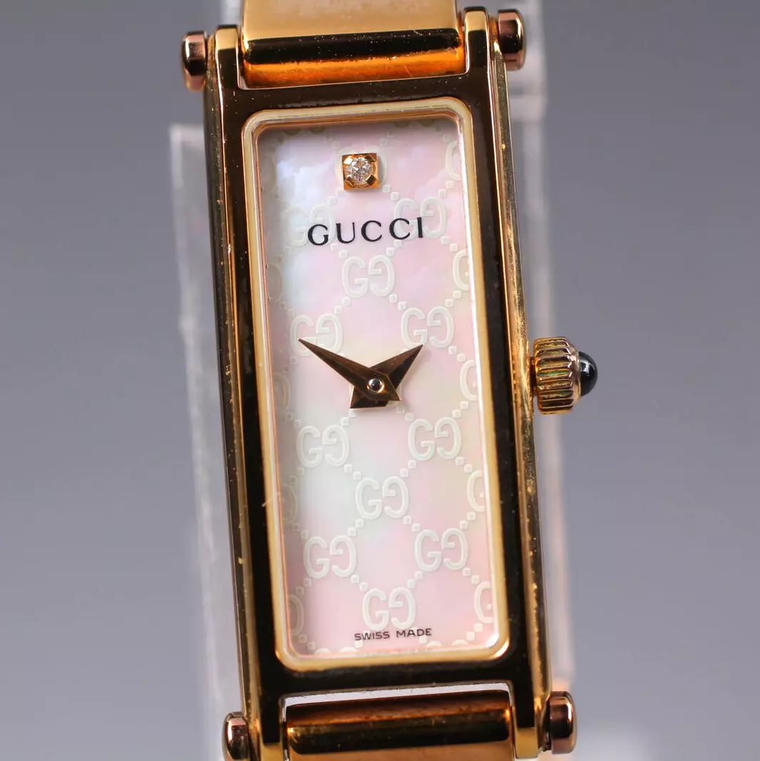 [Exc+boîte de 5] Montre femme GUCCI 1500L rose 1P diamant or Qz du JAPON
