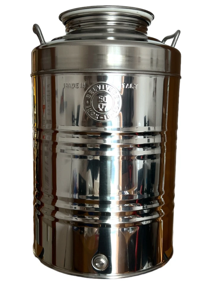 CONTENITORE  BIDONE FUSTO X OLIO IN ACCIAIO INOX 10 20 30 50 100 LT BELVIVERE - Imagen 2 de 4