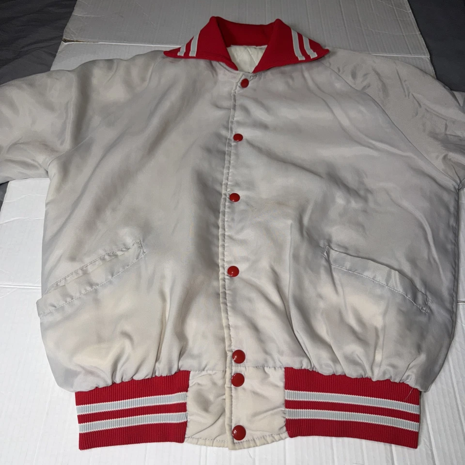 Vintage Ohio State Buckeyes Varsity Bomber White Sewn Back Size M/L - READ - Image 4 of 4