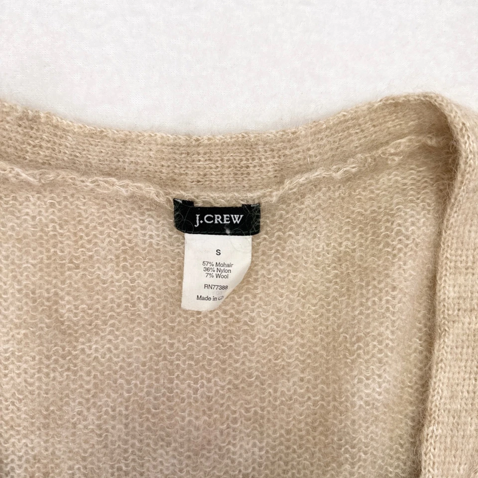 Cárdigan suéter para mujer J Crew pequeños bolsillos tostados mezcla de lana mohair tejido fino Foto 4 de 4