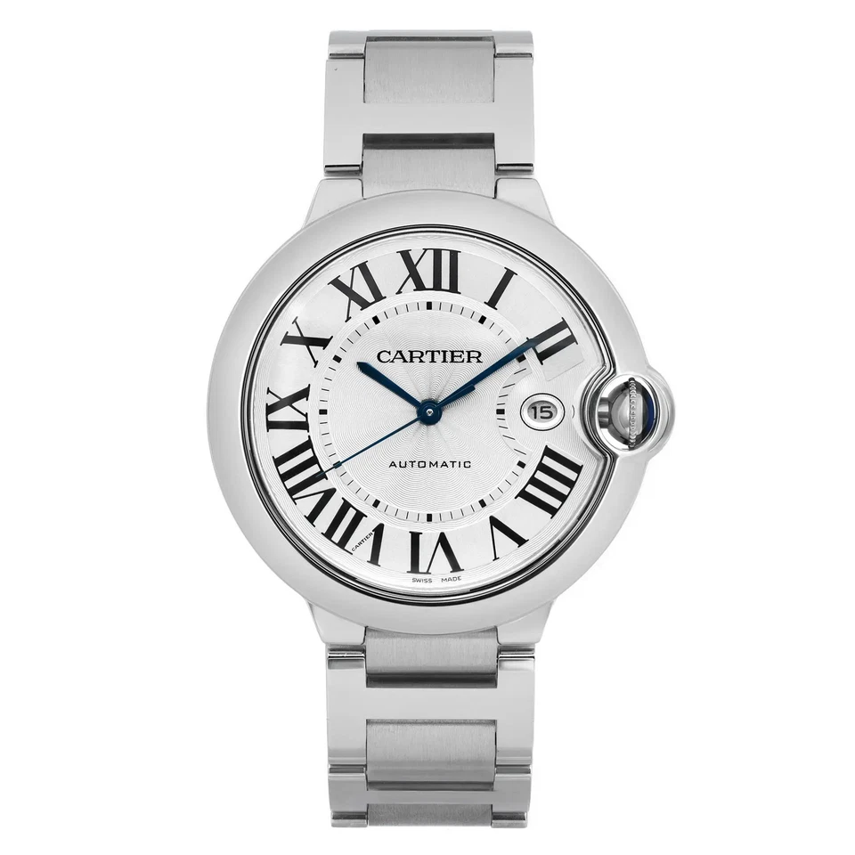 Reloj automático para hombre Cartier Ballon Bleu 42 mm acero esfera plateada WSBB0049