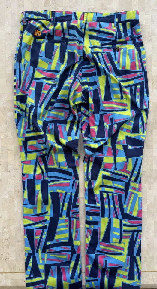 Pantalones de golf LOUDMOUTH para hombre Tiki Bar azul algodón 36x36 fiesta John Daly agarre Foto 4 de 4