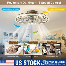 Low Profile Ceiling Fans with Lights Remote Control, 20' Flush Mount Led Ceiling