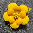VTG Yellow Enamel Daisy Flower Brooch Retro Mod 1960s Costume Jewelry