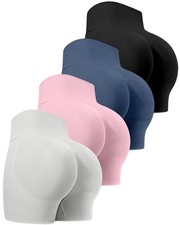 Workout Shorts Sets for Women, High Waisted Butt Lifting Scrunch Butt Sports ...