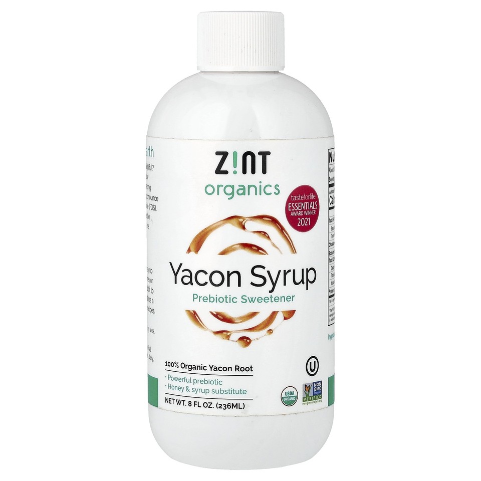 Zint Organic Yacon Syrup Prebiotic Sweetener 8 fl oz 236 ml Dairy-Free,