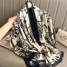Luxury Women's Silk Feel Beach Scarf Large Square Shawl Wrap Sunscreen Bandana