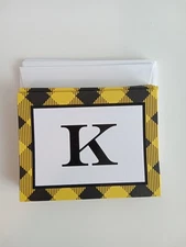 12 Unused NoteCards With Envelopes Black White And Yellow Initial K