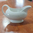 Fiesta White Ceramic Glossy Oval Gravy Boat with Handles