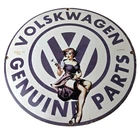 Vintage Volkswagen Sign - Porcelain Dealership Sales VW Automobile Gas Pump Sign