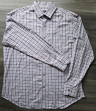 Hart Schaffner Marx Mens Long Sleeve Button Down Shirt Plaid Large L Brown Gray