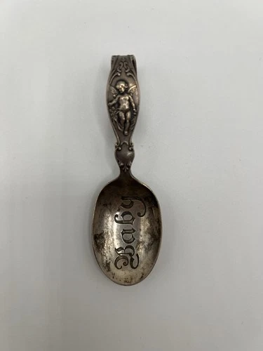 Antique Reed & Barton Victorian Baby Spoon Sterling Silver with Cherub