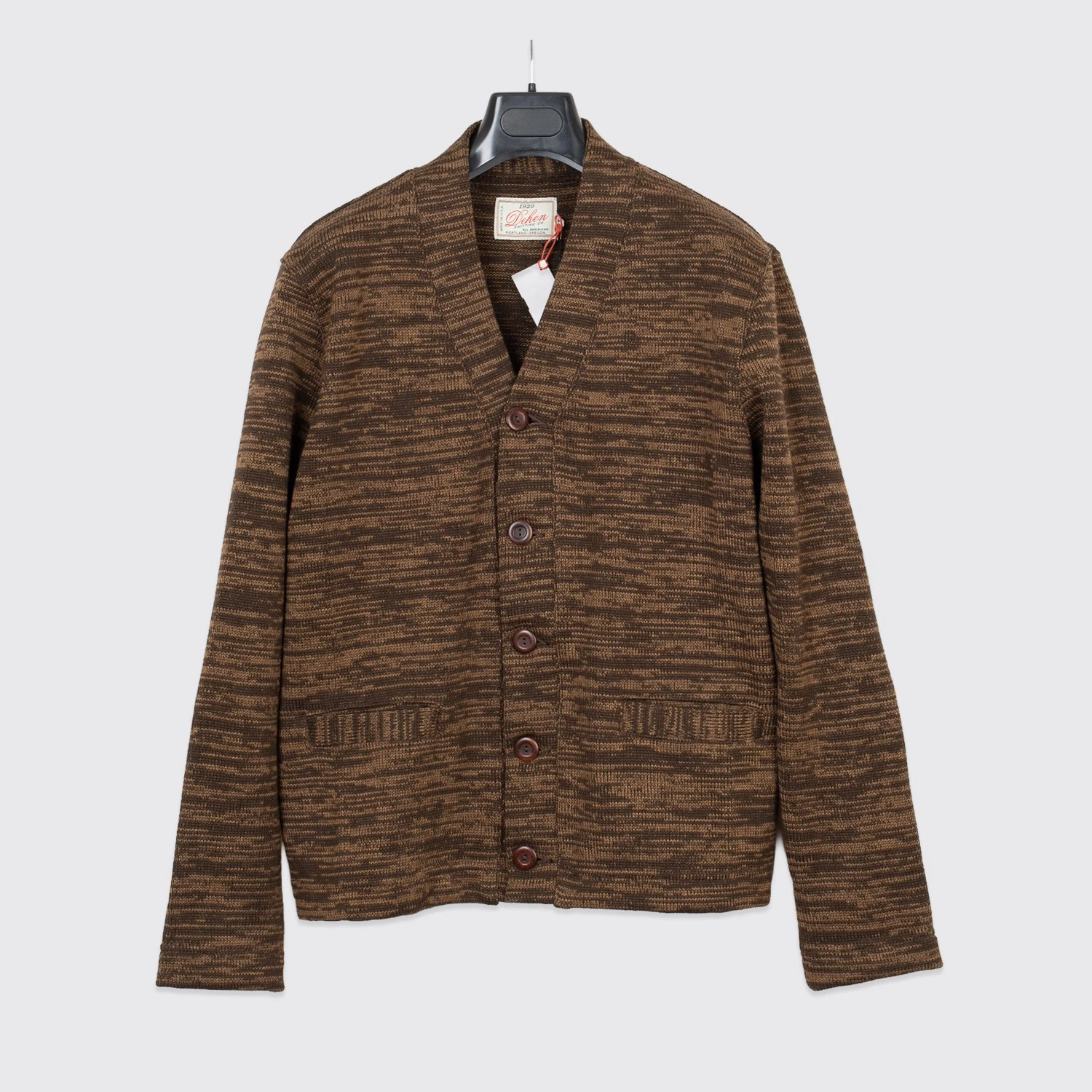 Dehen 1920 Sweater Dark Brown Tan Melange Heavy Wool Collegiate Cardigan
Opens in a new window or ta