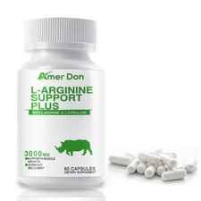 L-Arginine 60 Nitric Oxide, Testosterone Booster, EnergySupport Capsules 3000 mg