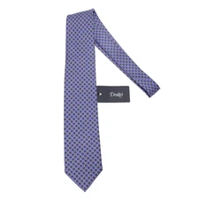 Drake's NWT Neck Tie Purple w Blackish Blue/Yellow/White Geo Pattern 100% Silk