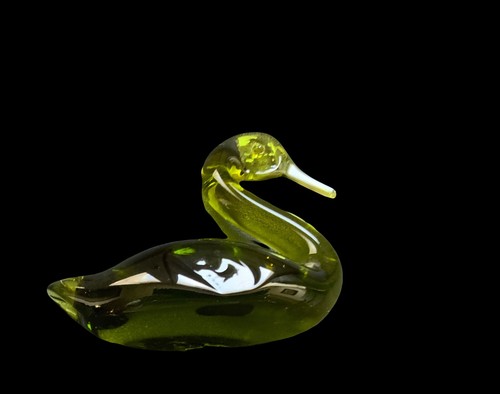 Vintage Rainbow Glass Green Swan