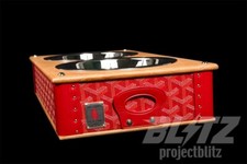 MAISON GOYARD RED EDMOND DOUBLE PET BOWL RED TAN CAT DOG TRUNK EXTREMELY RARE!!!