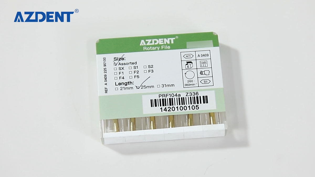 AZDENT 6-Piece Gold Taper NITI Endo Rotary Files – 19mm & 25mm Lengths For Endodontic Root Canal Procedures