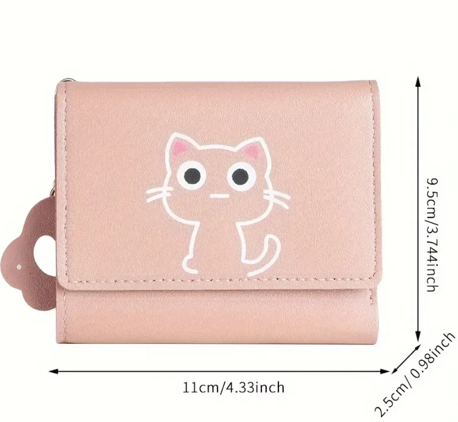 ALDO Portafoglio Pieghevole Gatto Gattino Pochette Portamonete Pelle Nero Trif Carta di Credito