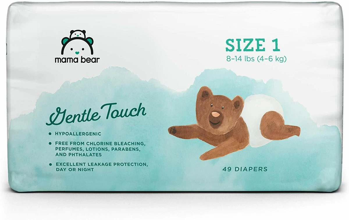 Brand - Mama Bear Gentle Touch Diapers, Size 1, Assorted Print, 49