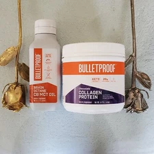 Bundle Bulletproof Brain Octane C8 MCT Oil 14 oz & Chocolate Collagen 14.3 oz 
