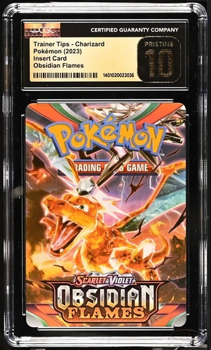 BLACK LABEL CGC 10 Pristine Charizard Obsidian Flames Trainer Tips FA Pokémon