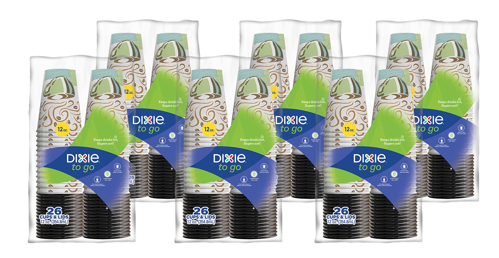 Dixie To Go Disposable Hot Beverage Paper Coffee Cups with Lids, 12 oz