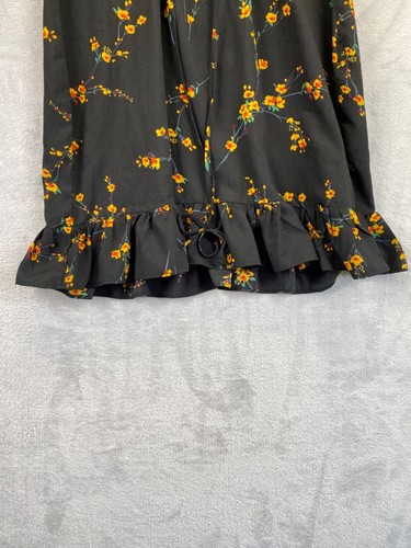 Pretty Little Thing Dress Womens Size 12UK Black Floral Zip Back - Picture 2 of 17