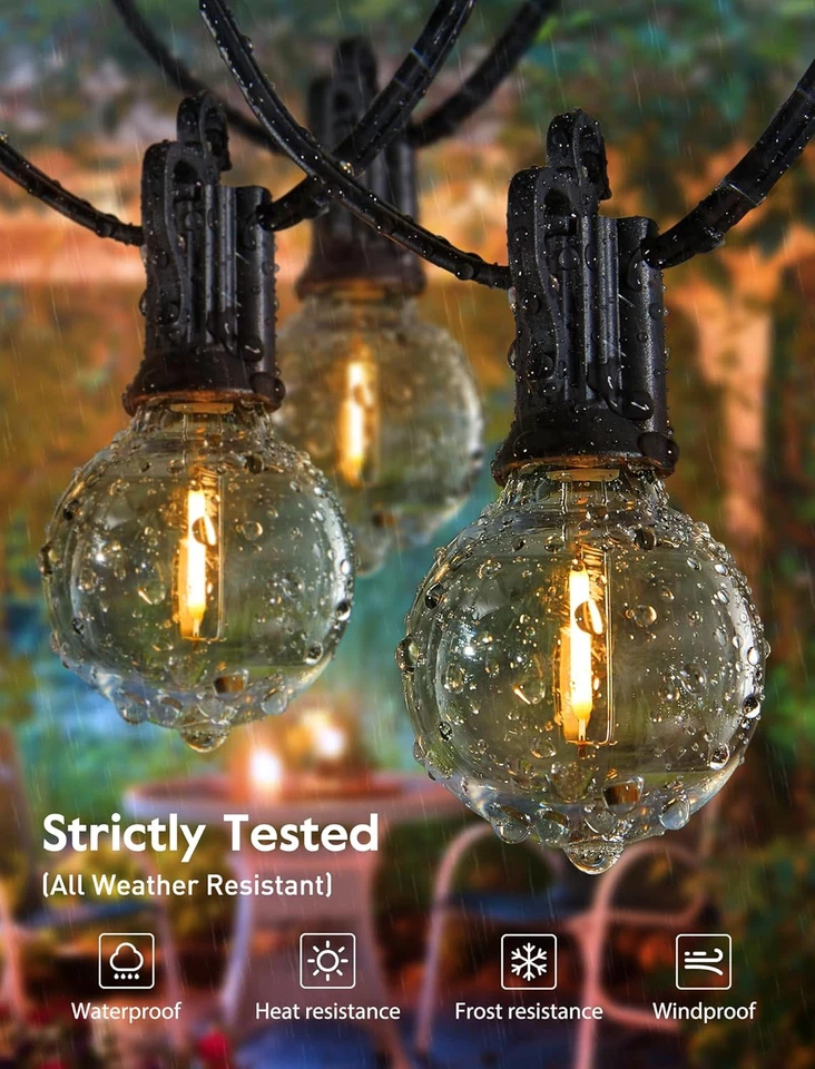 Cadena de luces LED para exteriores, luces de patio de 100 pies con bombilla irrompible Edison 52 Foto 4 de 4