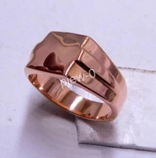 Pure Copper Signet ring, Men's Copper Square Signet ring Plain Men's Jewelry HL5