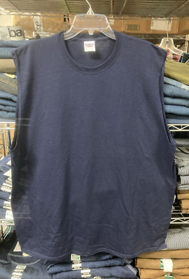 JERZEES Dri-POWER Men's Sleeveless/Muscle T-Shirt, 2XL(50-52), Navy, Free Ship