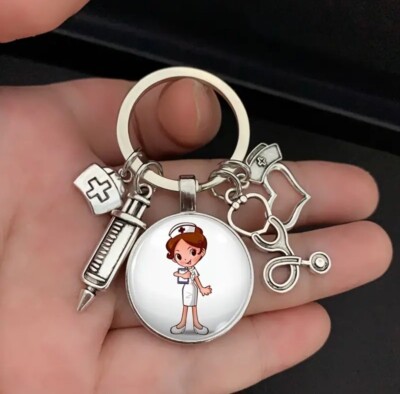 Cute Keychain for a Nurse or Healthcare worker with charms