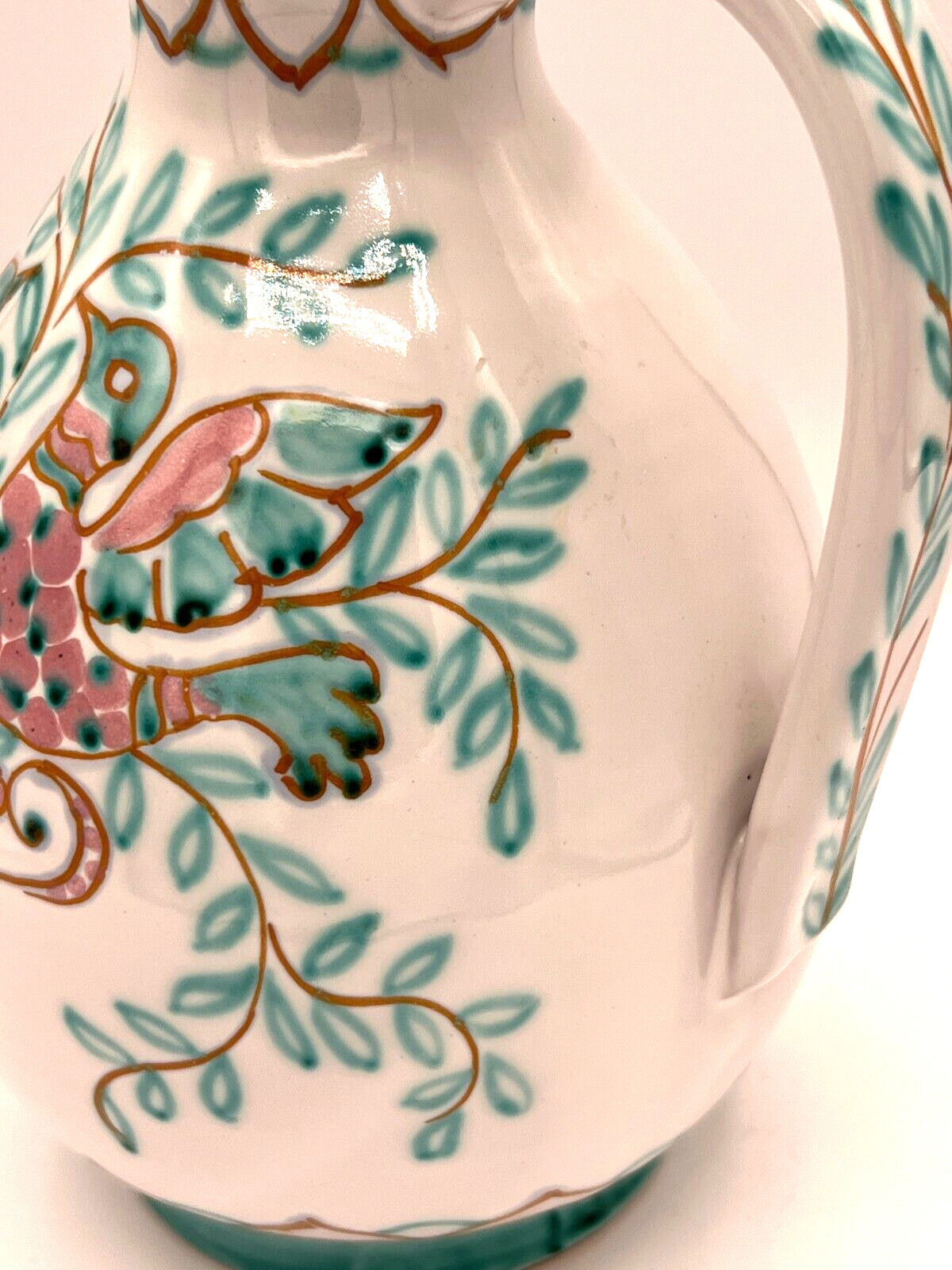 Hand Painted Italian Water Pitcher Wine Jug Made In Italy Signed 3659