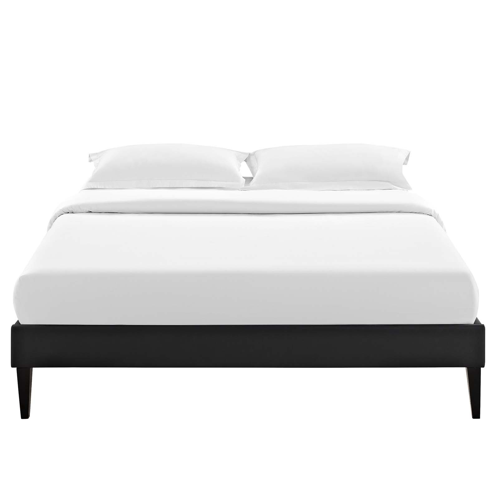 Modway Tessie Full Vinyl Bed Frame with Squared Tapered Legs in Black