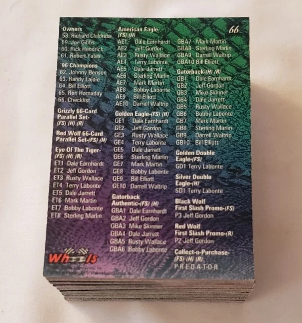 1997 Wheels Predator NASCAR COMPLETE SET 66 Cards (w/ #26 Mike Skinner Auto) - Image 3 of 3