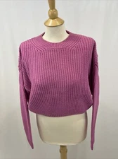 Elodie Women's Size Medium Cropped Crewneck Pullover Sweater Bright Orchid NWT