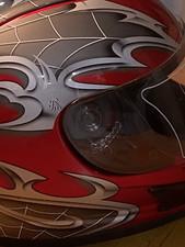 Yama, Motorcycle Helmet, FMVSS 218, DOT, Men XXL Red With Silver  Graphics