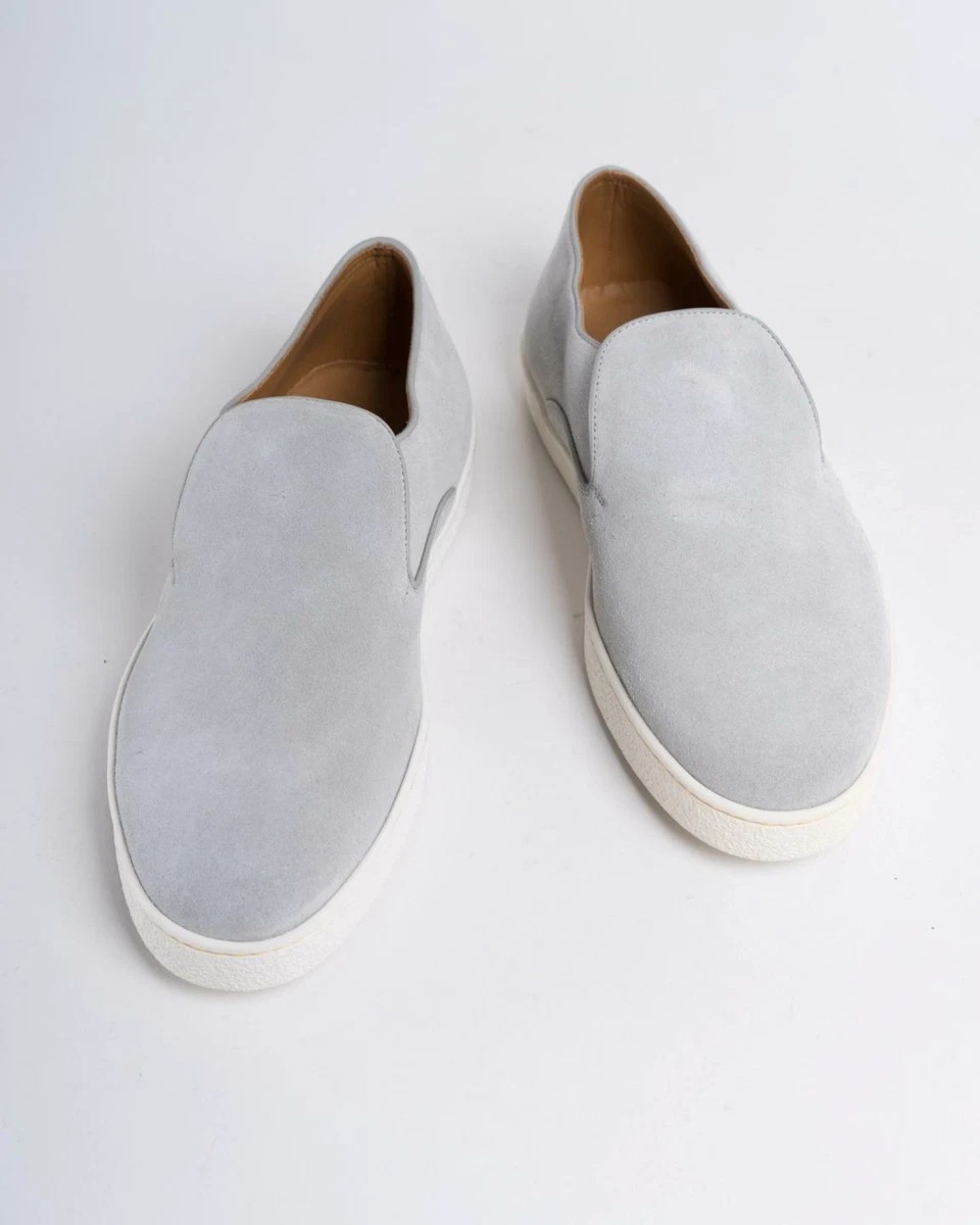 John Lobb $775 NIB Light Gray Haven Suede Casual Slip On Shoes 9 Made in Italy