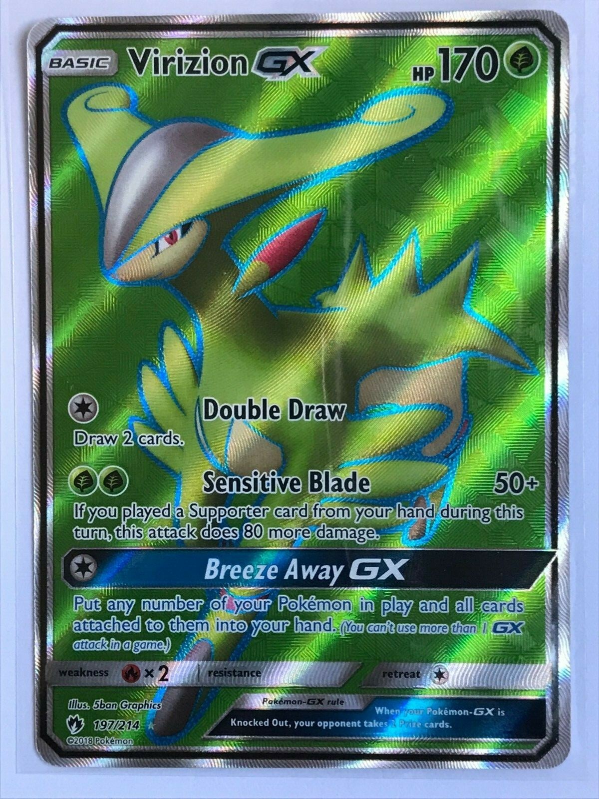Virizion GX FULL ART ULTRA RARE 197/214 Lost Thunder Pokemon NM