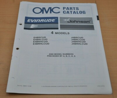 OMC 4 Models Parts Catalog 1986 Johnson Evinrude Bootsmotor Ersatzteilliste