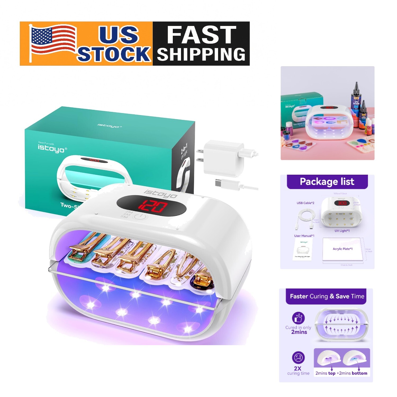 Fast-Curing Dual UV Lamp 365nm+405nm for Resin Projects