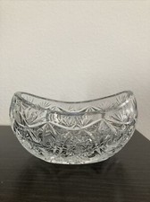 Bohemian/Czech Vintage Hand Cut Queen Lace 24 Lead Crystal Boat Bowl
