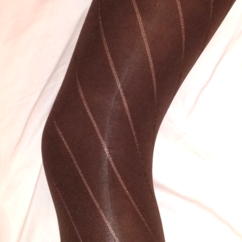 Dark Brown Diagonal Tights M&S 8-12. Opaque ladies tights for smart / casual - Picture 1 of 4