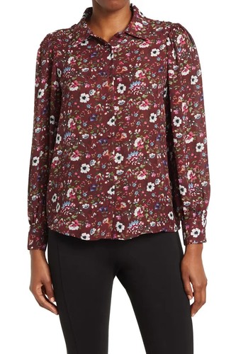 tahari floral blouse