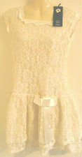 Womens Danity Cream Ivory Lace Party Cocktail Dress Bow Detailing Small 6 UK