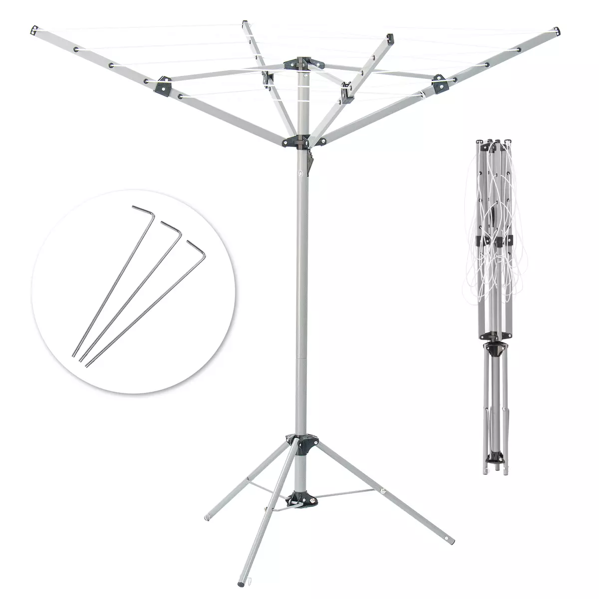 ROTARY AIRER FREE STANDING OUTDOOR WASHING LINE CLOTHES DRYER FOR CAMPING TRAVEL