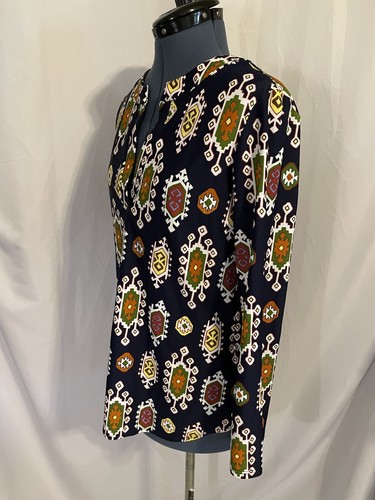Jude Connally Chris Tunic Geometric Mod Retro V Neck Jude Cloth Blue Multi S - Picture 4 of 7