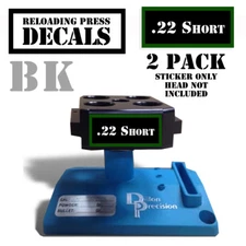 22 Short Reloading Press Decals Ammo Labels 1.95" x .87" Sticker 2 Pack BLK/GRN