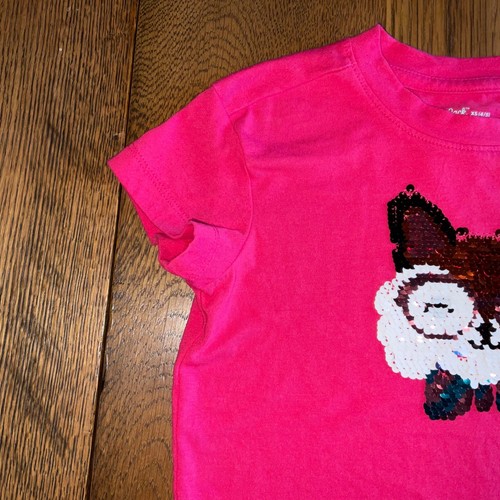Cat and Jack Hot Pink Sequence Fox Shirt Girls Size 4/5 - Picture 3 of 6