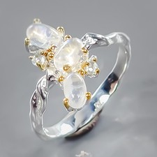 Jewellery Natural Moonstone Ring 925 Sterling Silver Size 6 /R441071